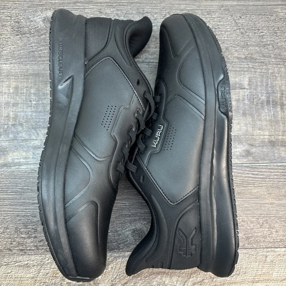 Kuru Shift Men's 12 Sneaker Shoe Jet Black Leather Anti-Slip Walking Work